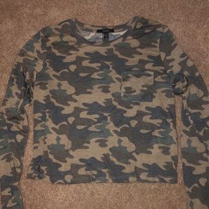 Camo Long Sleeve Crop Top
